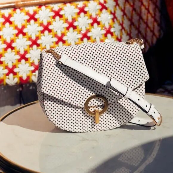 Sandro Pepita White Leather Perforated Shoulder Bag - Picture 13 of 13